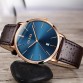 Stunning Ultra Thin Watch Men's Casual Brown Leather Quartz Rose Gold Date Wrist Watch Special Fashion Gift Jewelry Accessories