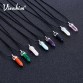 Colorful Hot Natural Hexagonal Crystal Column Stone Pendant Leather Chains Necklace Special Fashion Gift Jewelry Accessories