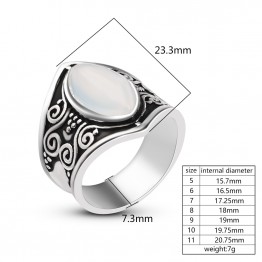 Mystical Vintage Bohemian Boho Silver Big Stone Women's Ring Special Fashion Gift Jewelry Accessories