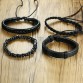 Powerful 4pcs/ Set Adjustable Length Bohemian Black Men's Bangle Bracelet Special Fashion Gift Jewelry Accessories