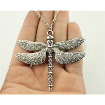 Unique Antique Big Dragonfly Silver Color Chain Long Pendant Necklace Special Fashion Gift Jewelry Accessories32325459605