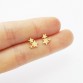 Cute Golden Stainless Steel Carnation Stud Animal Heart Leaves Cat Minimalist  Earrings32841651345