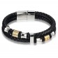 Special Genuine Leather Men's Double Layer Gold/Silver Color Bracelet Special Fashion Gift Jewelry Accessories