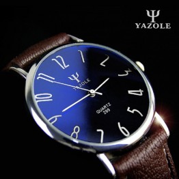 Magnificent Men's Casual Classic Ultra-thin Blue Glass Business Leather Strap Wrist Watch Special Fashion Gift Jewelry Accessories