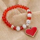 Romantic Vintage Women's Heart Bling Crystal Beads Pendant Bracelet Special Fashion Gift Jewelry Accessories